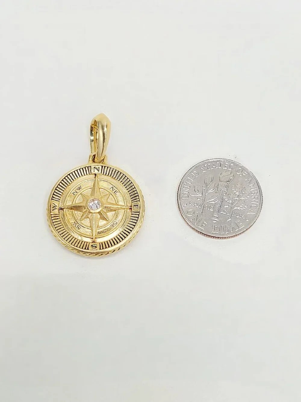David Yurman Maritime Compass Amulet in 18K Yellow Gold w/ Center Diamond - 20mm